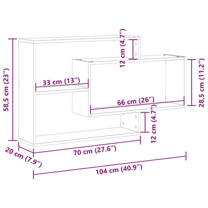 vidaXL Wall Shelf Black Oak 104x20x58.5 cm Engineered Wood