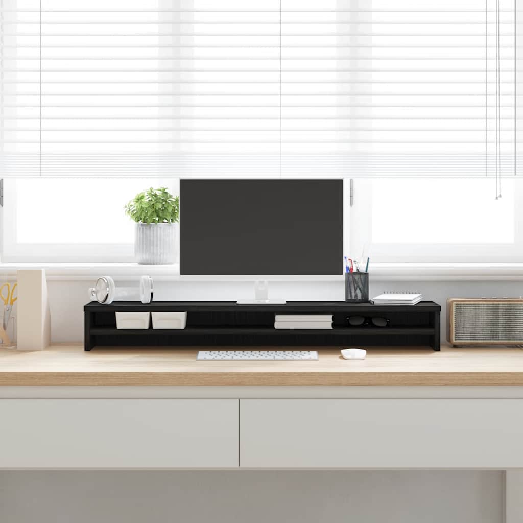 vidaXL Monitor Stand Black Oak 100x24x13 cm Engineered Wood