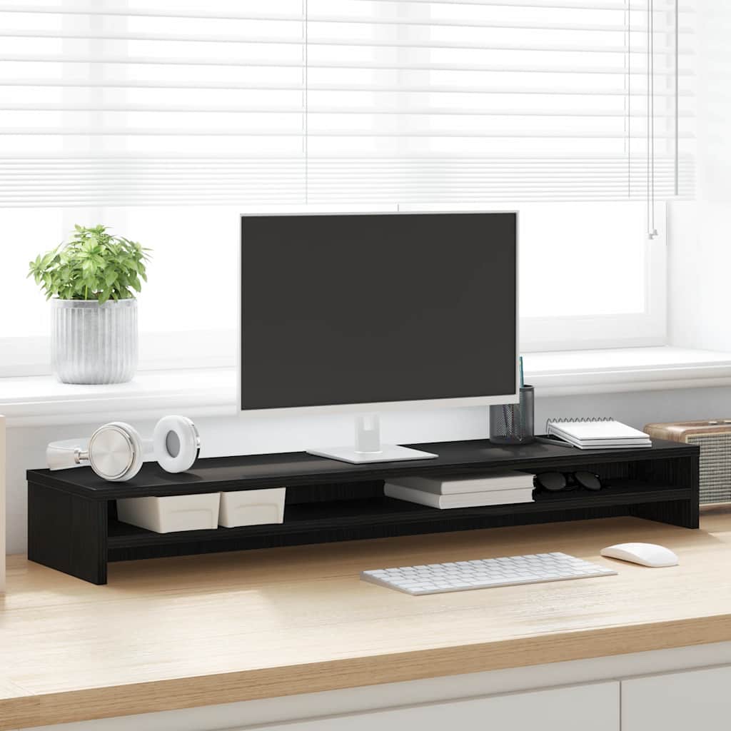 vidaXL Monitor Stand Black Oak 100x24x13 cm Engineered Wood