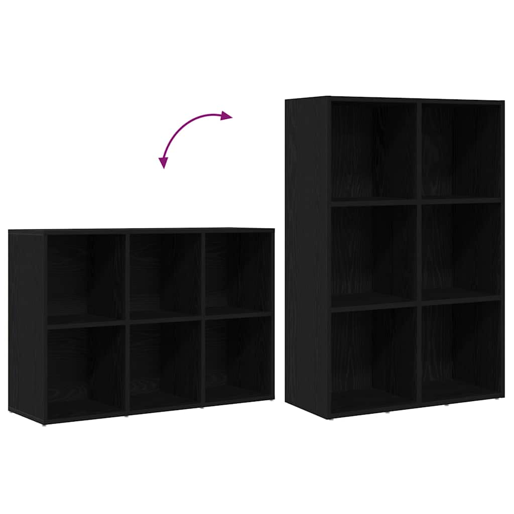 vidaXL Book Cabinet Black Oak 66x30x98 cm Engineered Wood