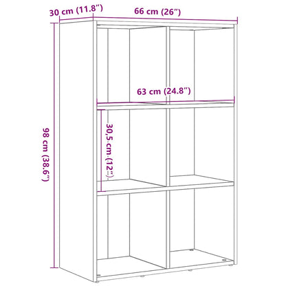 vidaXL Book Cabinet Black Oak 66x30x98 cm Engineered Wood