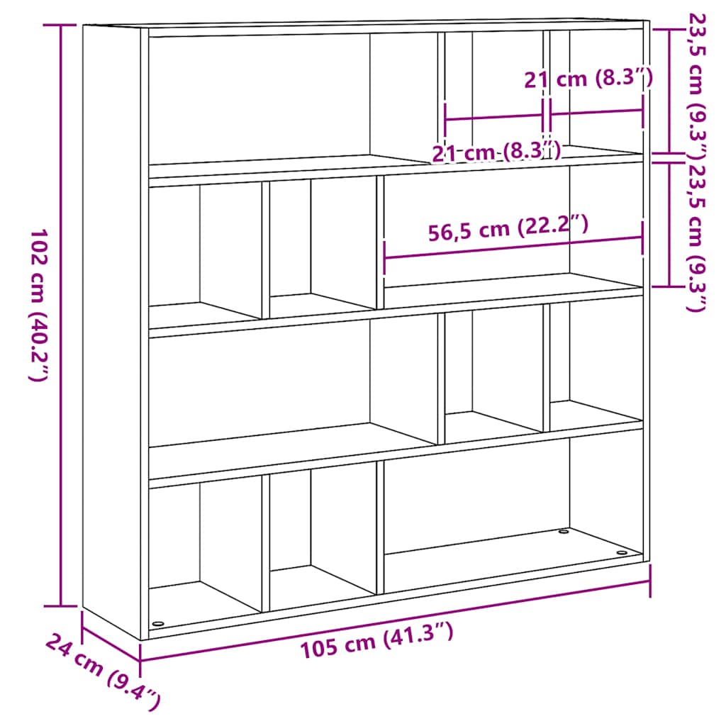 vidaXL Book Cabinet/Room Divider Black Oak 105x24x102 cm