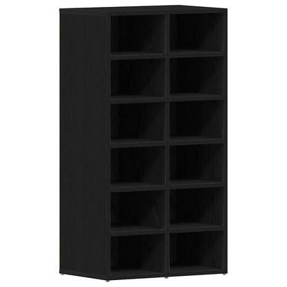 vidaXL Shoe Rack Black Oak 54x34x100.5 cm Engineered Wood