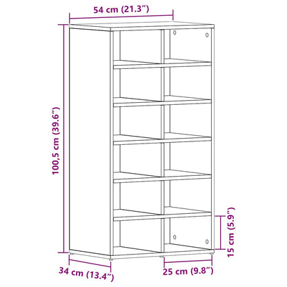 vidaXL Shoe Rack Black Oak 54x34x100.5 cm Engineered Wood