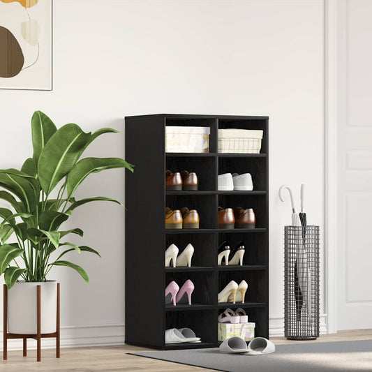 vidaXL Shoe Rack Black Oak 54x34x100.5 cm Engineered Wood