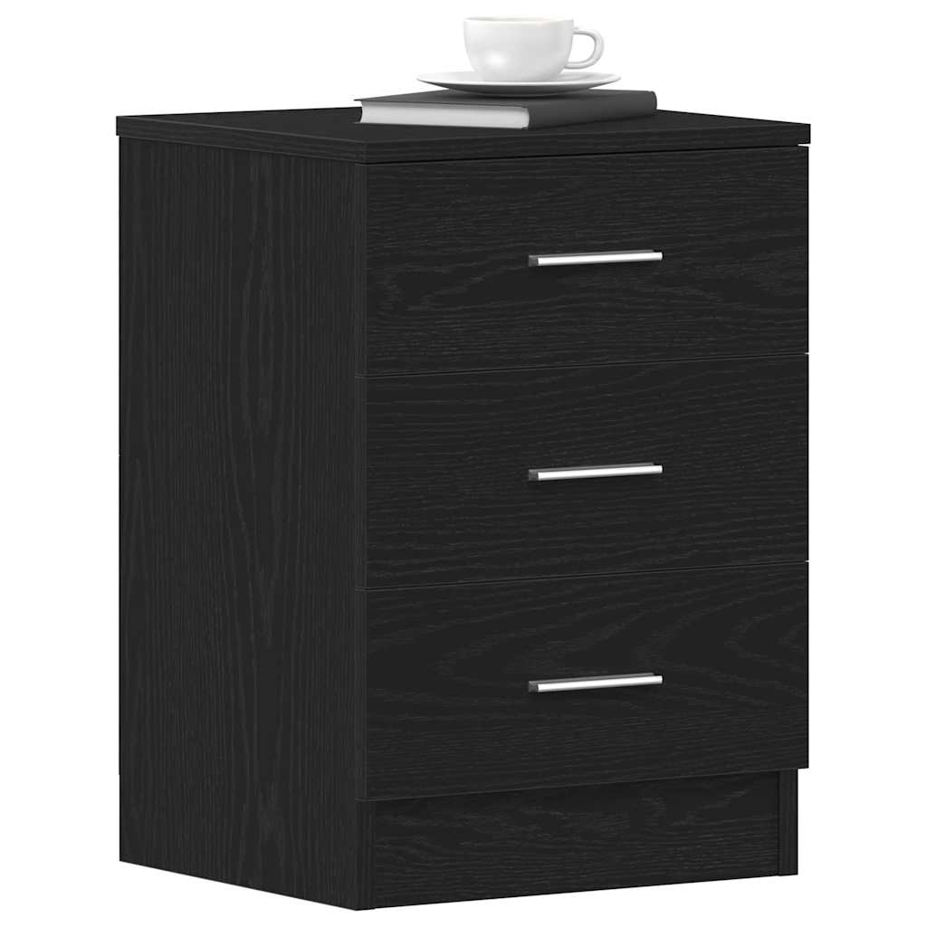 vidaXL Bedside Cabinet Black Oak 38x35x55 cm Engineered Wood
