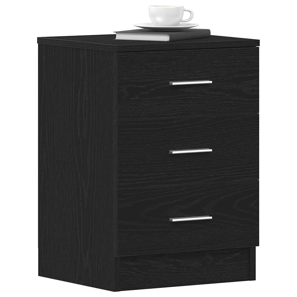 vidaXL Bedside Cabinet Black Oak 38x35x55 cm Engineered Wood