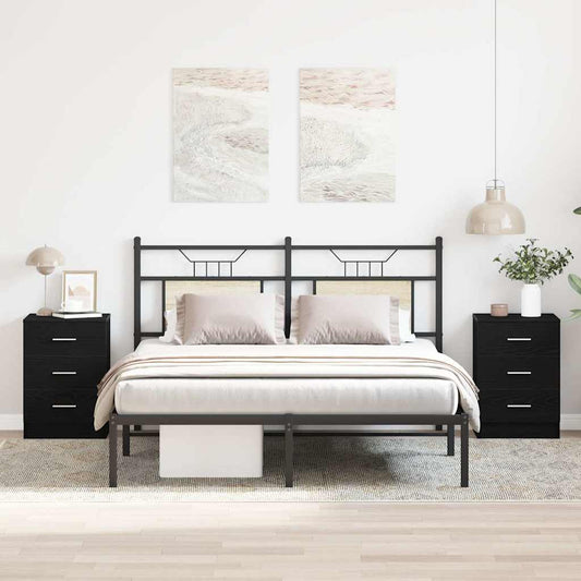 vidaXL Bedside Cabinets 2 pcs Black Oak 38x35x55 cm Engineered Wood