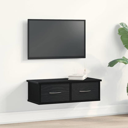 vidaXL Wall Cabinet Wall-Mounted Black Oak 60 x 26 x 18.5 cm