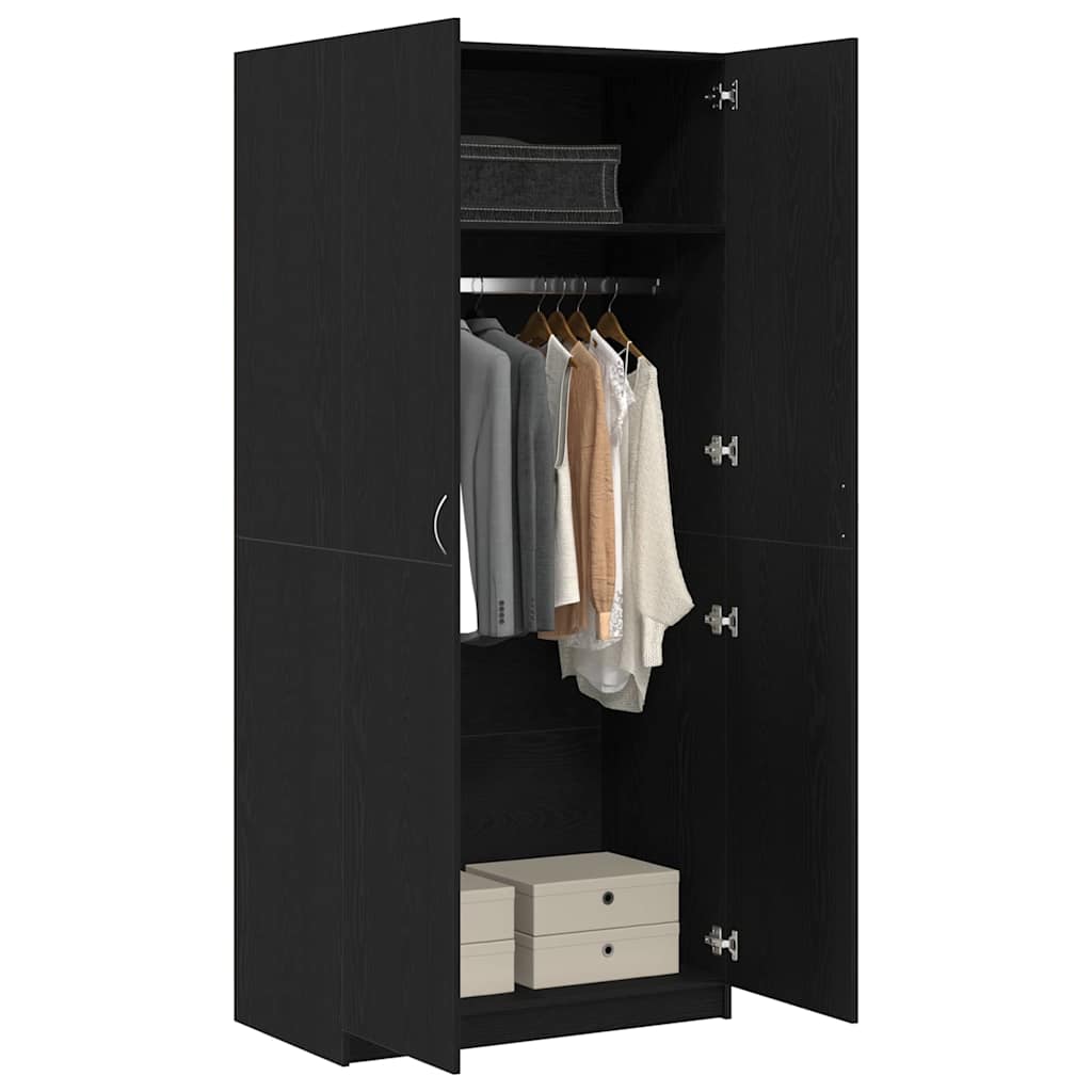 vidaXL Wardrobe Black Oak 90 x 52 x 200 cm Engineered Wood