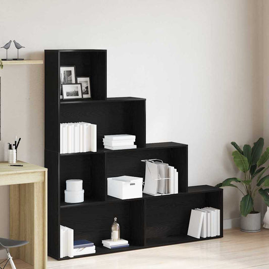 vidaXL Book Cabinet 6-Tier 155 x 24 x 160 cm Engineered Wood Black Oak