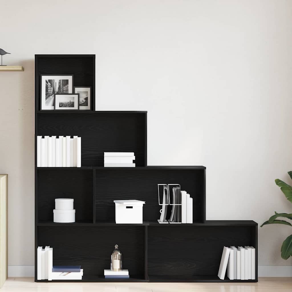 vidaXL Book Cabinet 6-Tier 155 x 24 x 160 cm Engineered Wood Black Oak