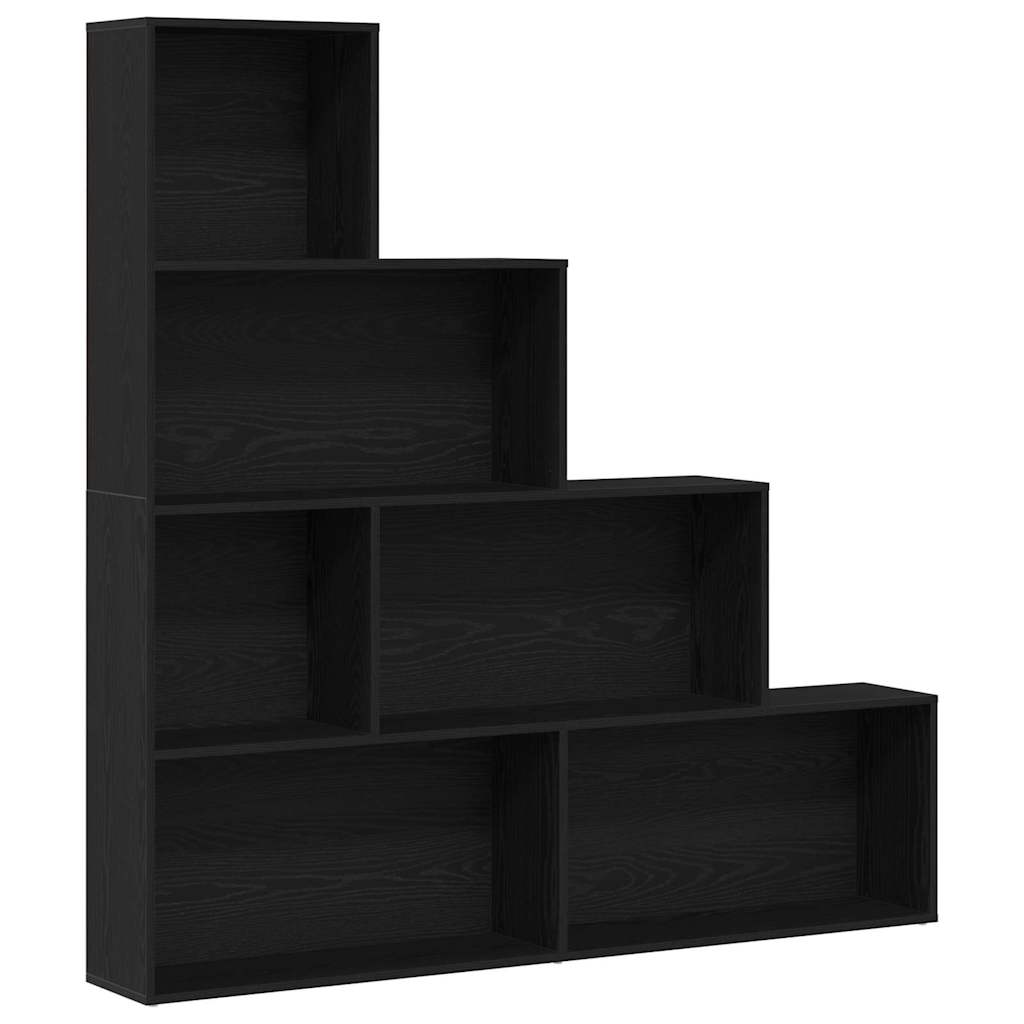 vidaXL Book Cabinet 6-Tier 155 x 24 x 160 cm Engineered Wood Black Oak