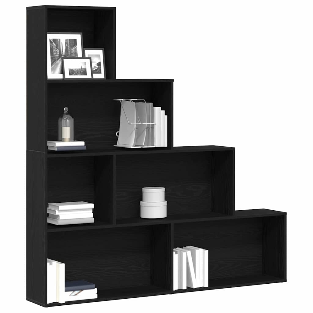 vidaXL Book Cabinet 6-Tier 155 x 24 x 160 cm Engineered Wood Black Oak