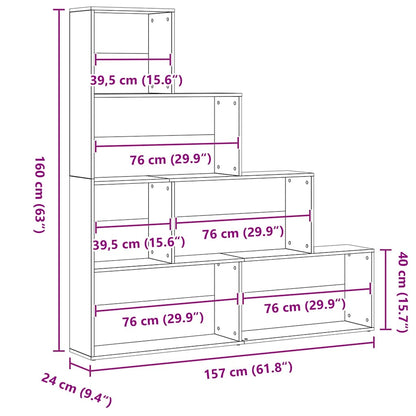 vidaXL Book Cabinet 6-Tier 155 x 24 x 160 cm Engineered Wood Black Oak