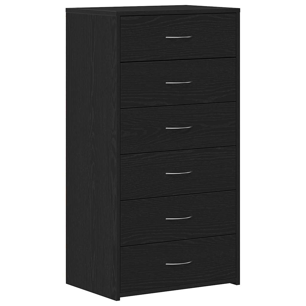 vidaXL Sideboard with 6 Drawers Black Oak 50x34x96 cm Engineered Wood