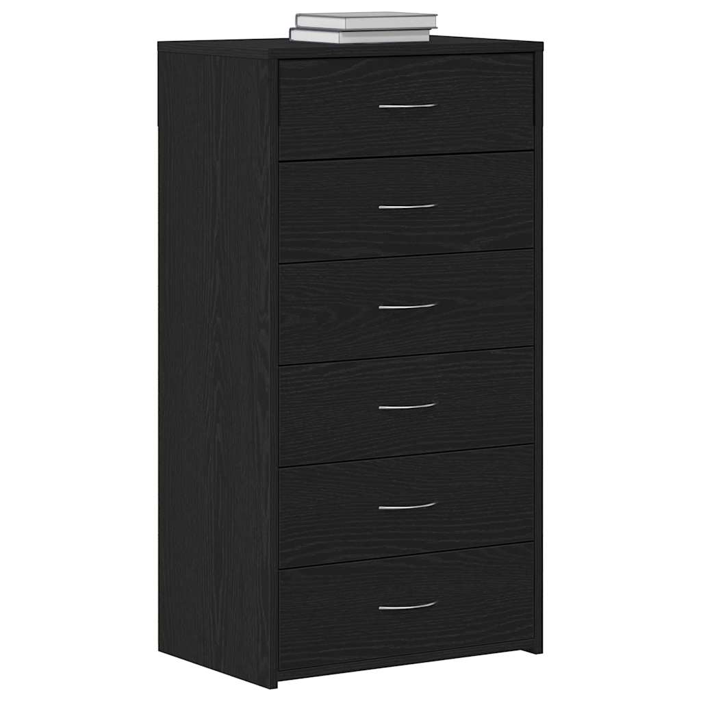 vidaXL Sideboard with 6 Drawers Black Oak 50x34x96 cm Engineered Wood