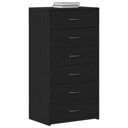 vidaXL Sideboard with 6 Drawers Black Oak 50x34x96 cm Engineered Wood