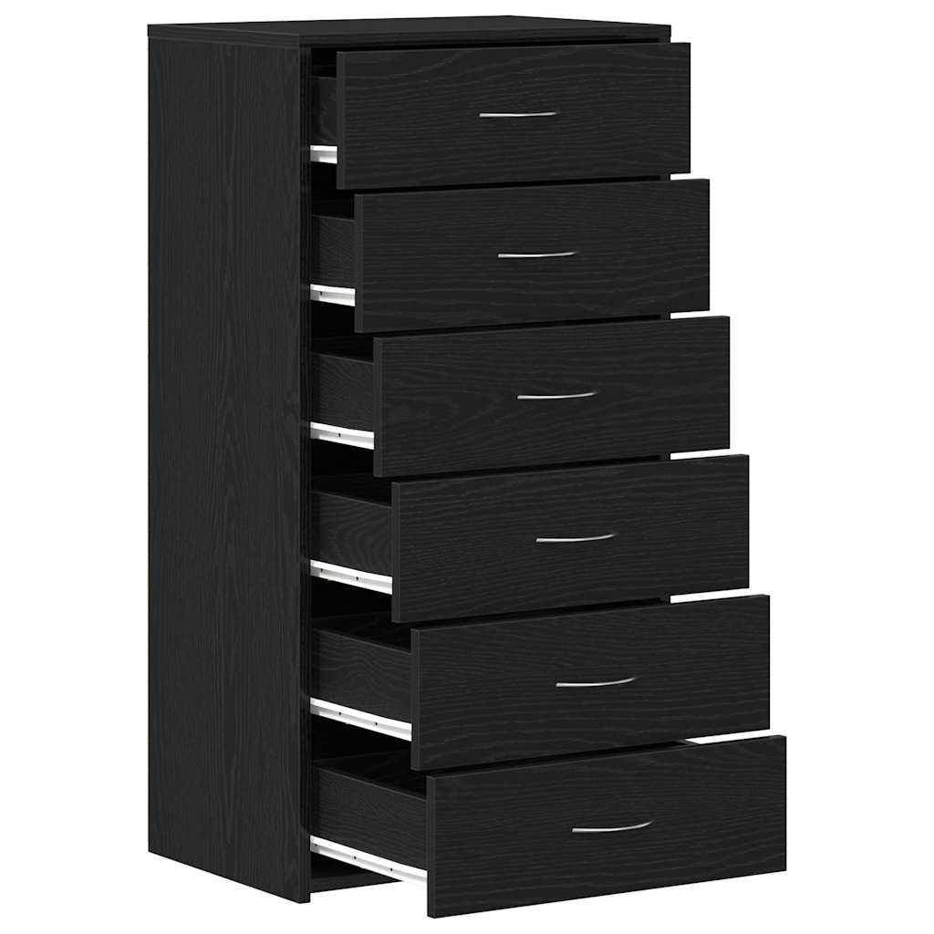 vidaXL Sideboard with 6 Drawers Black Oak 50x34x96 cm Engineered Wood