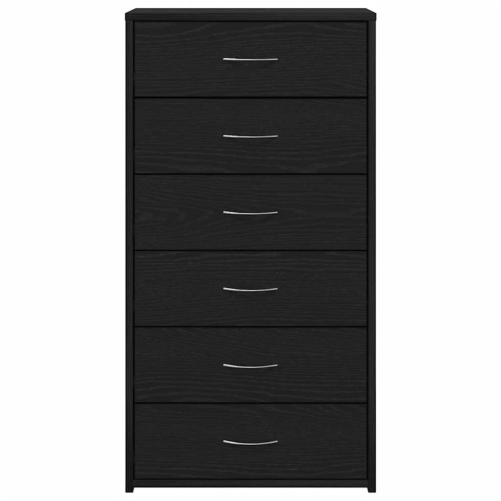 vidaXL Sideboard with 6 Drawers Black Oak 50x34x96 cm Engineered Wood