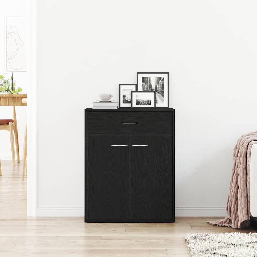 vidaXL Sideboard with Drawer Black Oak 60 x 30 x 75 cm Engineered Wood