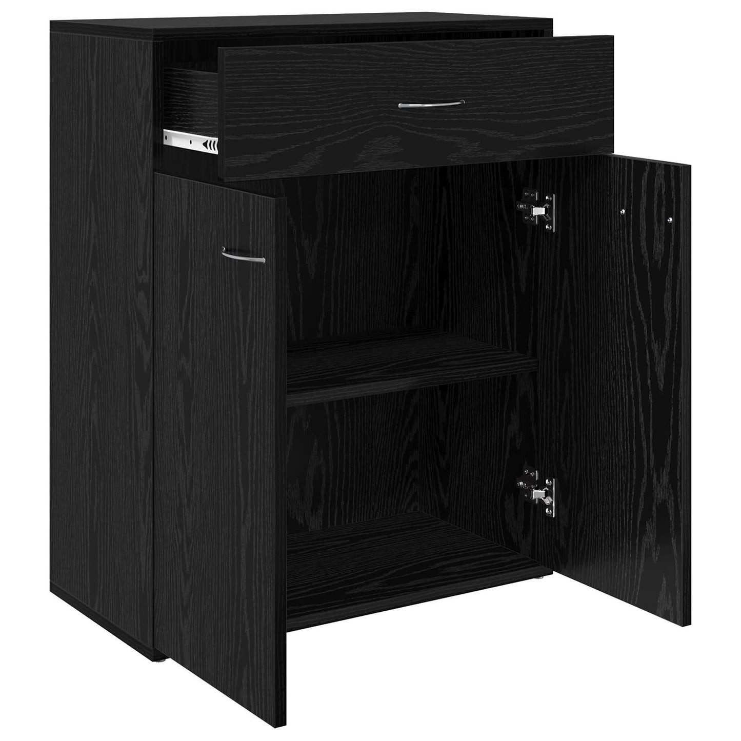 vidaXL Sideboard with Drawer Black Oak 60 x 30 x 75 cm Engineered Wood