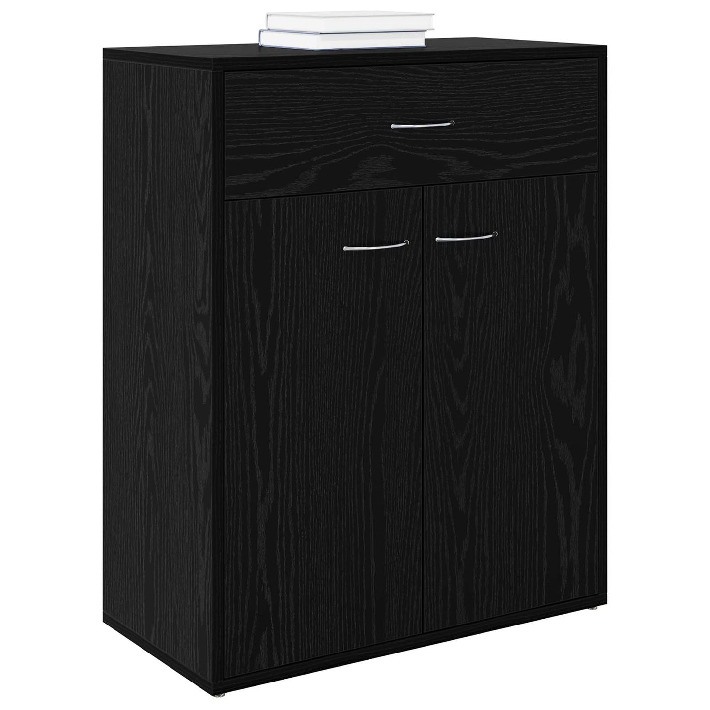 vidaXL Sideboard with Drawer Black Oak 60 x 30 x 75 cm Engineered Wood