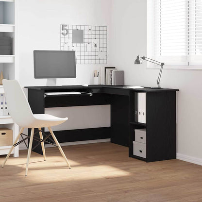 vidaXL Corner Desk Black Oak 120 x 140 x 75 cm Engineered Wood