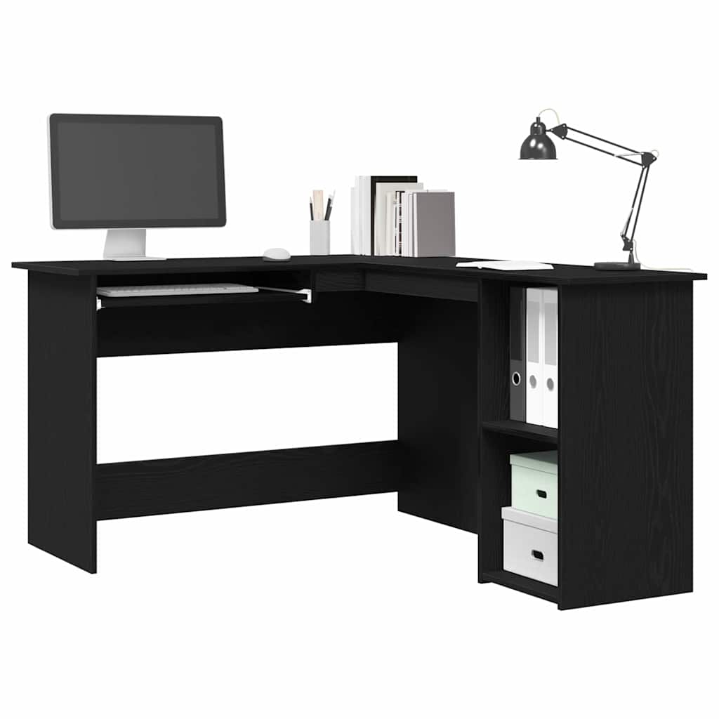 vidaXL Corner Desk Black Oak 120 x 140 x 75 cm Engineered Wood