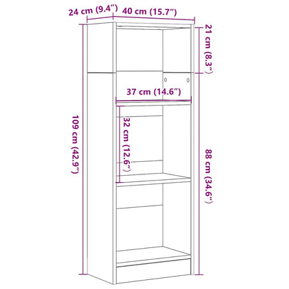 vidaXL Bookcase Black Oak 40x24x109 cm Engineered Wood