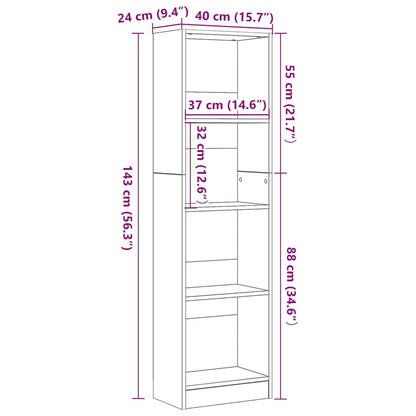 vidaXL Bookcase Black Oak 40x24x143 cm Engineered Wood