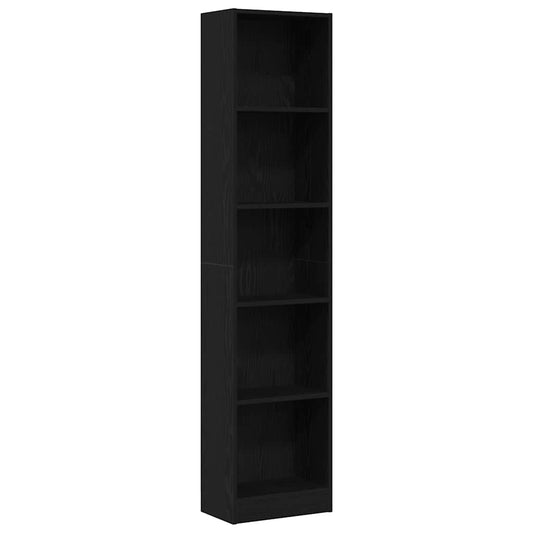 vidaXL Bookcase Black Oak 40x24x176 cm Engineered Wood