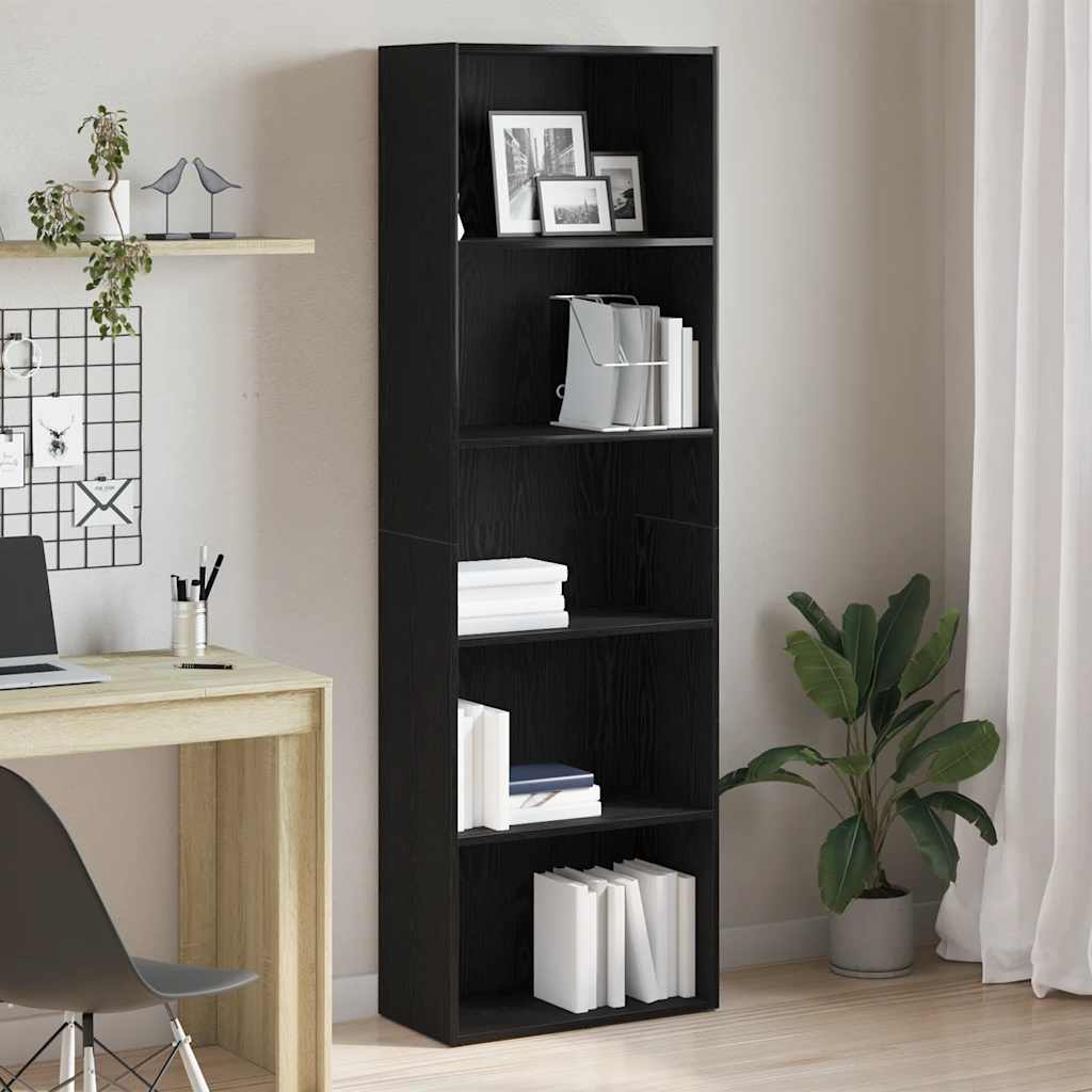 vidaXL Bookcase Black Oak 60x30x189 cm Engineered Wood