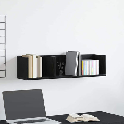 vidaXL Wall Shelf with Shelf Black Oak 75 x 18 x 18 cm Engineered Wood