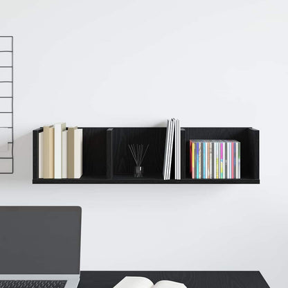 vidaXL Wall Shelf with Shelf Black Oak 75 x 18 x 18 cm Engineered Wood