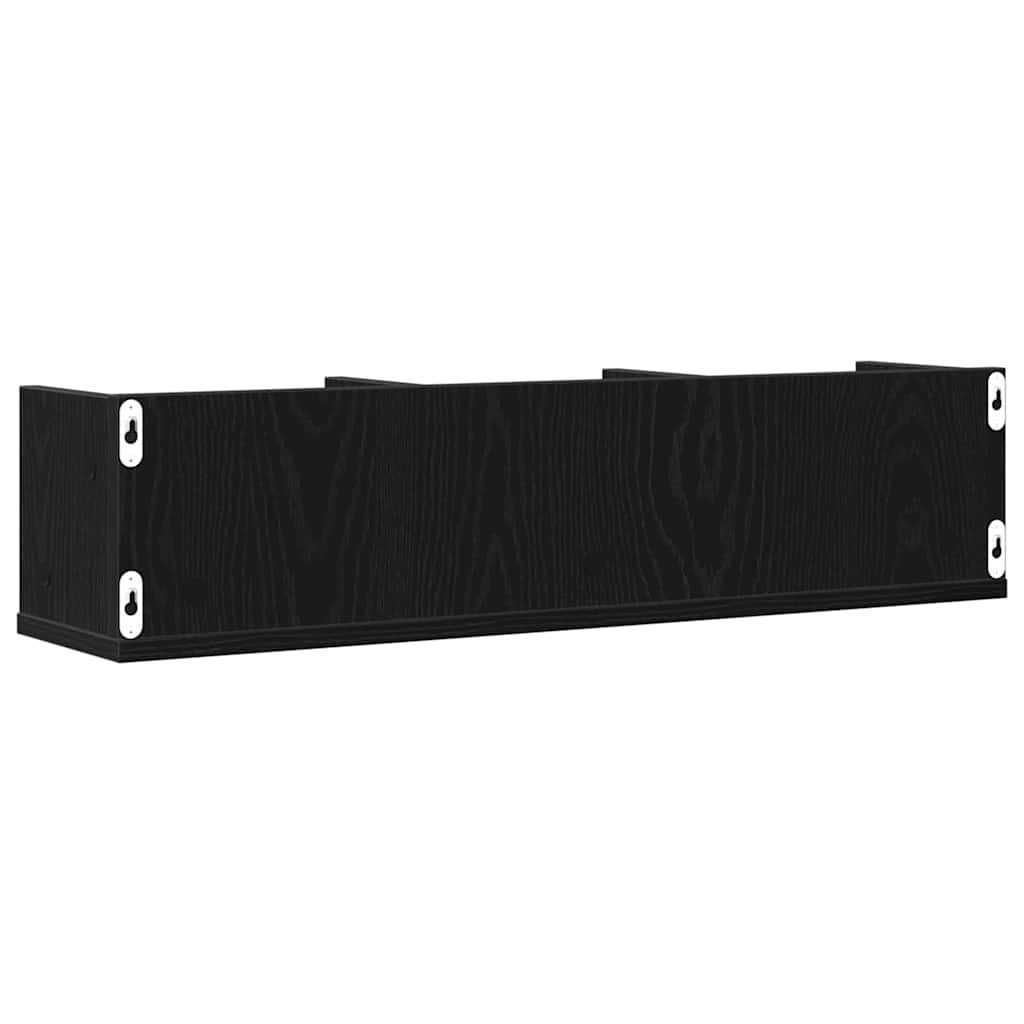 vidaXL Wall Shelf with Shelf Black Oak 75 x 18 x 18 cm Engineered Wood