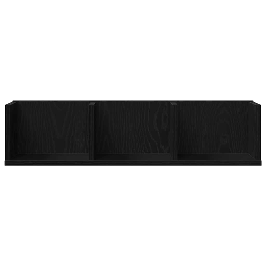 vidaXL Wall Shelf with Shelf Black Oak 75 x 18 x 18 cm Engineered Wood