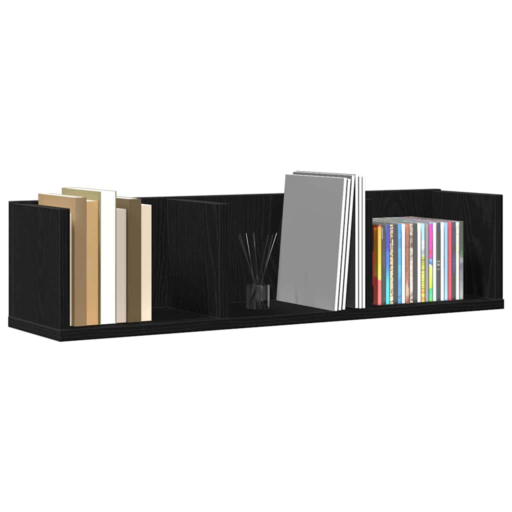 vidaXL Wall Shelf with Shelf Black Oak 75 x 18 x 18 cm Engineered Wood