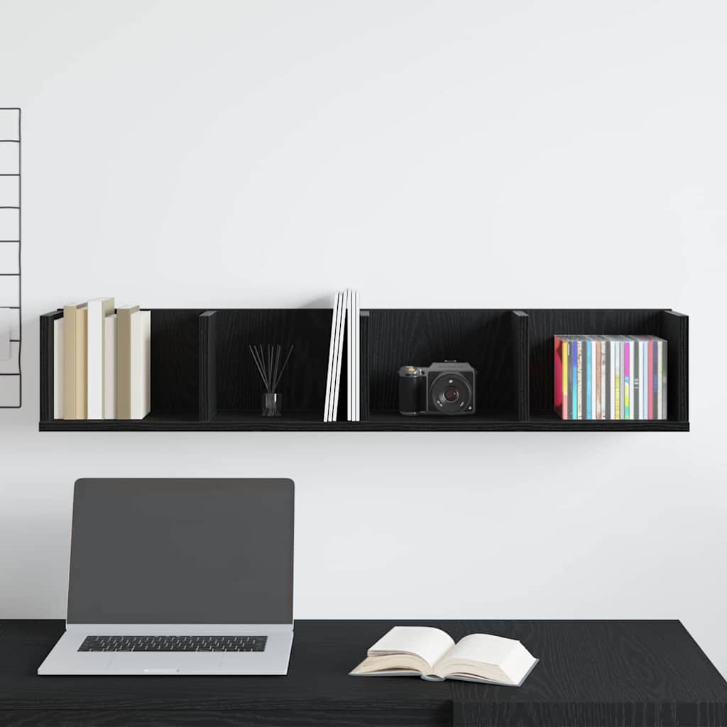 vidaXL Wall Shelf Black Oak 100 x 18 x 18 cm Engineered Wood