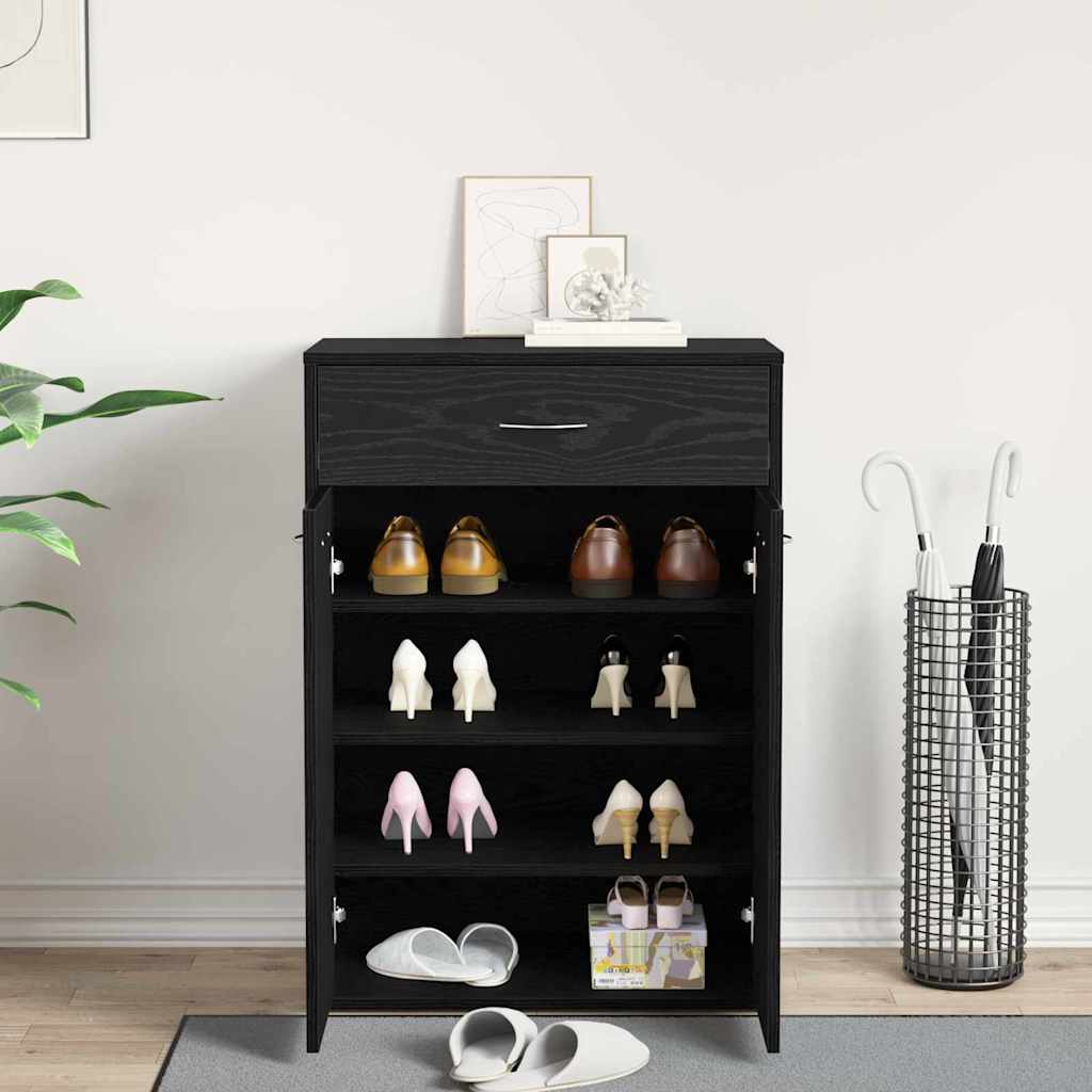 vidaXL Shoe Rack 60 x 35 x 84 cm Engineered Wood Black Oak