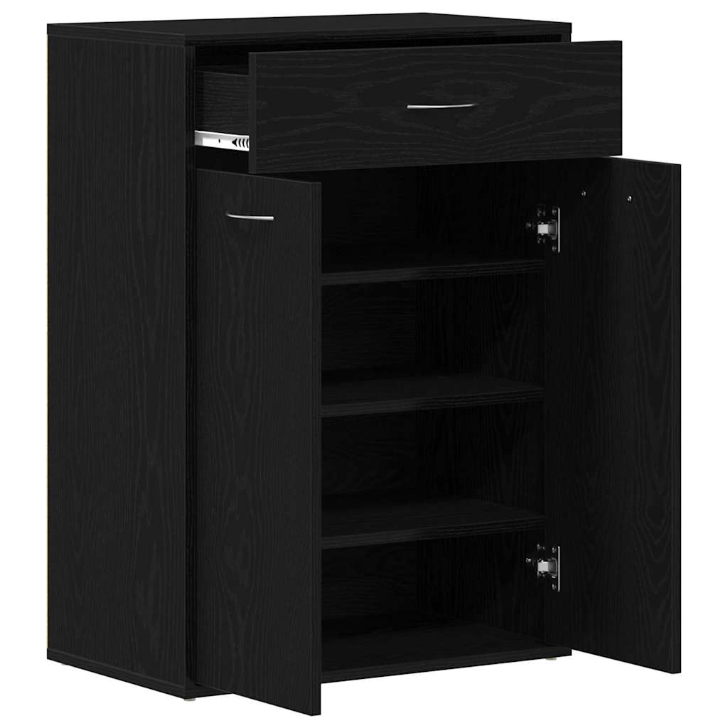 vidaXL Shoe Rack with Drawer Black Oak 60 x 35 x 84 cm Engineered Wood