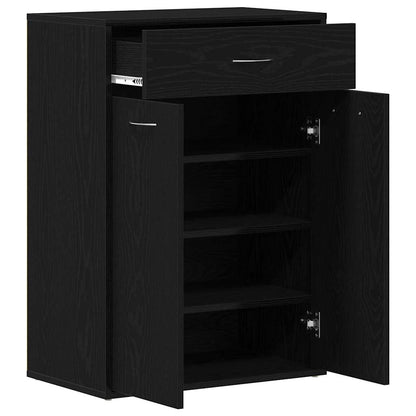 vidaXL Shoe Rack with Drawer Black Oak 60 x 35 x 84 cm Engineered Wood