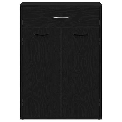 vidaXL Shoe Rack with Drawer Black Oak 60 x 35 x 84 cm Engineered Wood