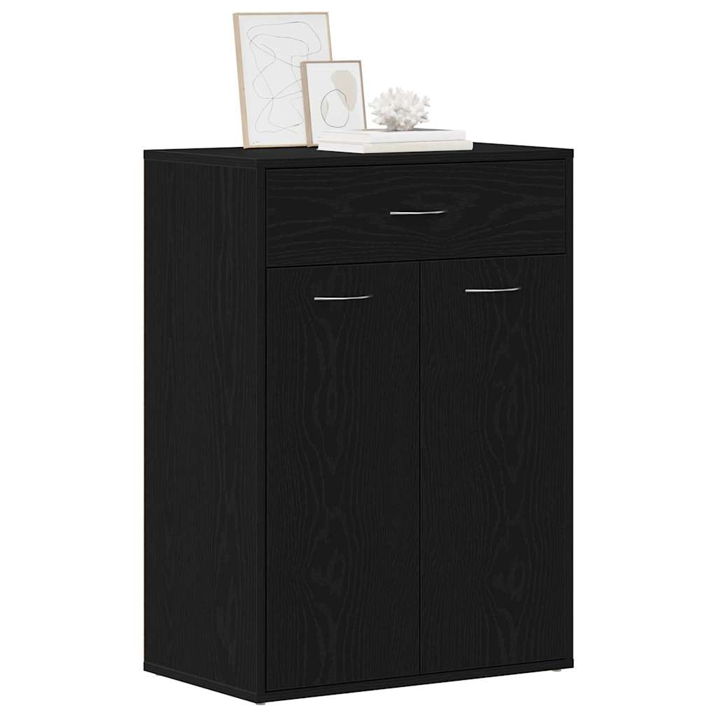 vidaXL Shoe Rack with Drawer Black Oak 60 x 35 x 84 cm Engineered Wood