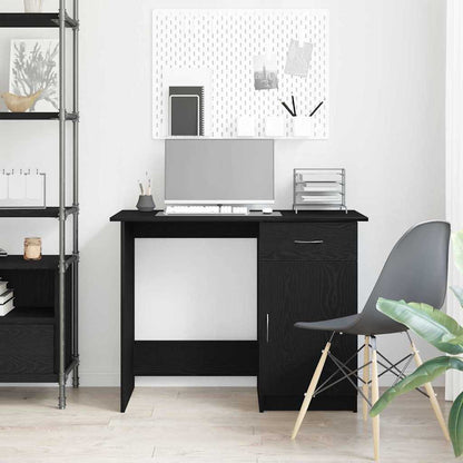 vidaXL Desk with Drawer Black Oak 100 x 50 x 76 cm Engineered Wood