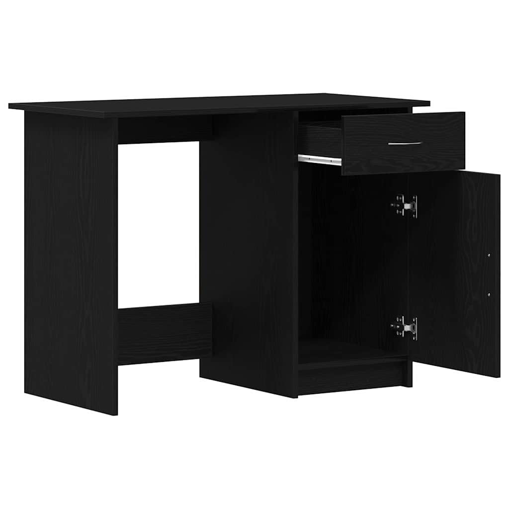 vidaXL Desk with Drawer Black Oak 100 x 50 x 76 cm Engineered Wood