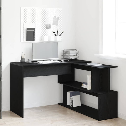 vidaXL Desk Black Oak Engineered Wood 200 x 50 x 76 cm