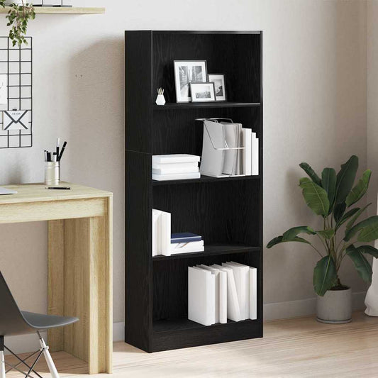 vidaXL Bookshelf 60 x 24 x 143 cm Engineered Wood Black Oak