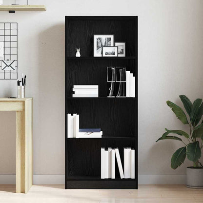 vidaXL Bookshelf 60 x 24 x 143 cm Engineered Wood Black Oak