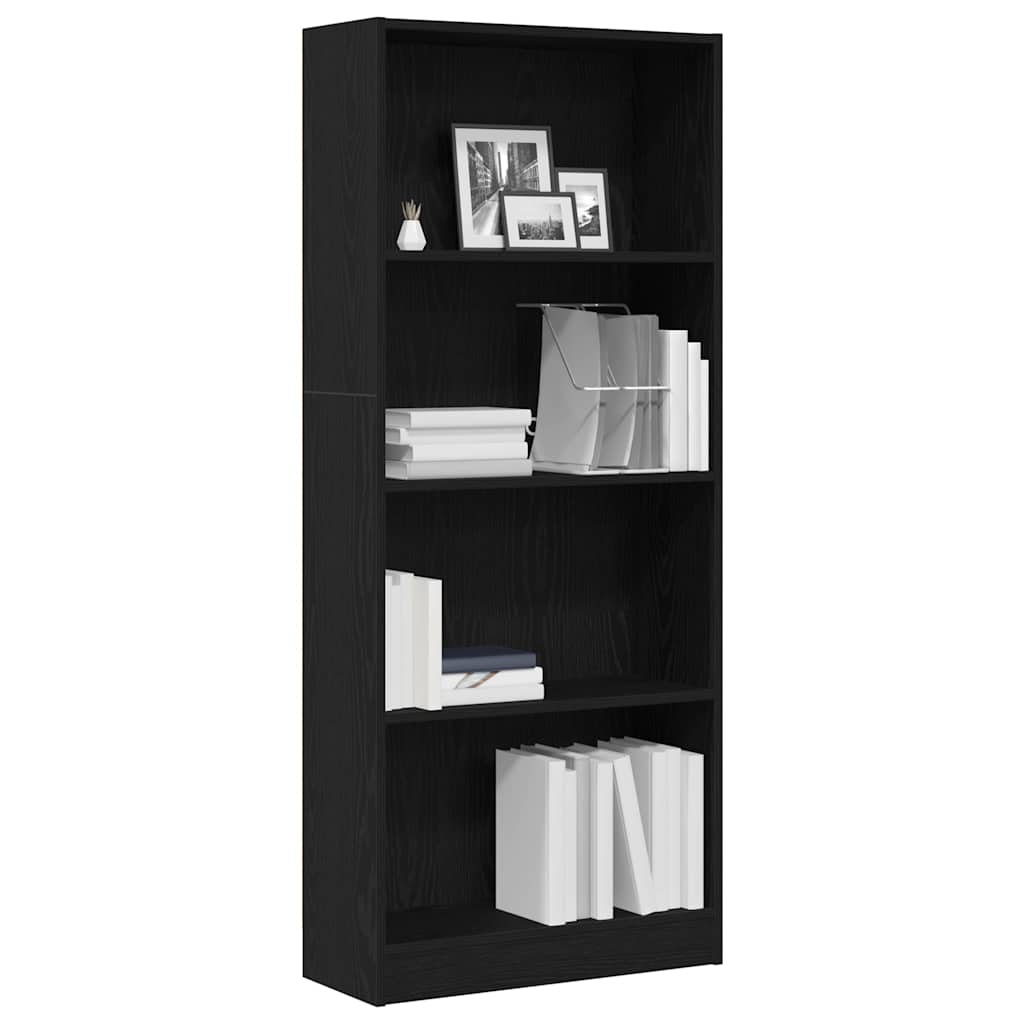 vidaXL Bookshelf 60 x 24 x 143 cm Engineered Wood Black Oak